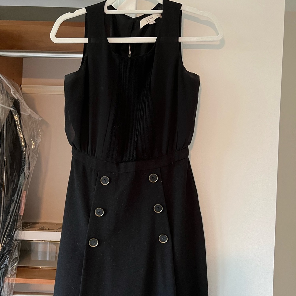 Ann Taylor LOFT black dress with button detail